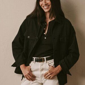 Buck Mason Baja Cotton Twill Black Field Shirt Jacket Size L